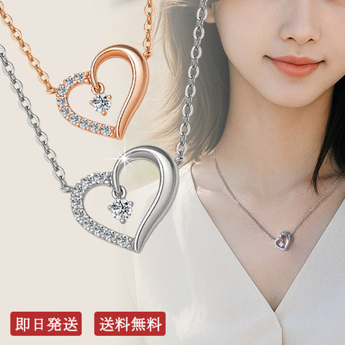 ハート ジルコニア シルバー 一粒 モチーフ レディース ネックレス EF200504SL