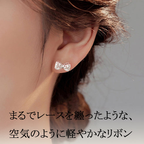 リボン レディース ピアス シルバー FPR10091SL
