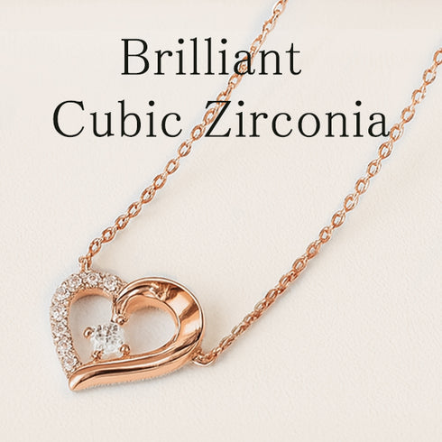 ハート ジルコニア シルバー 一粒 モチーフ レディース ネックレス EF200504SL