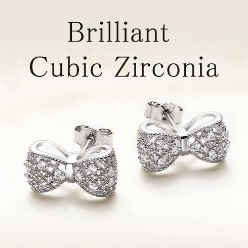 リボン レディース ネックレス ピアスセットシルバー FNK10092SL