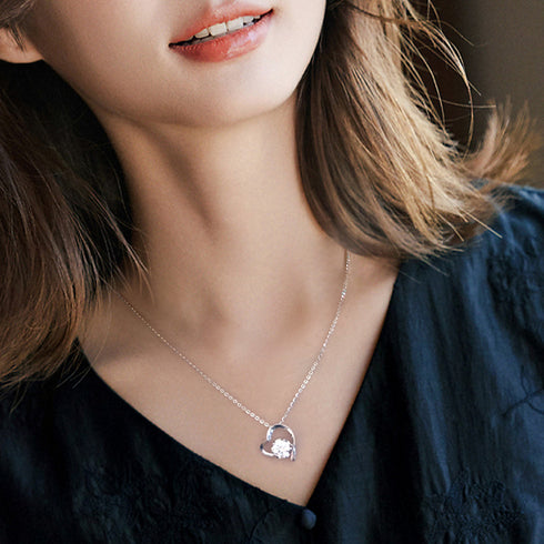 スワロフスキージルコニア シルバー ハートモチーフ レディース ネックレス FNK1050SL